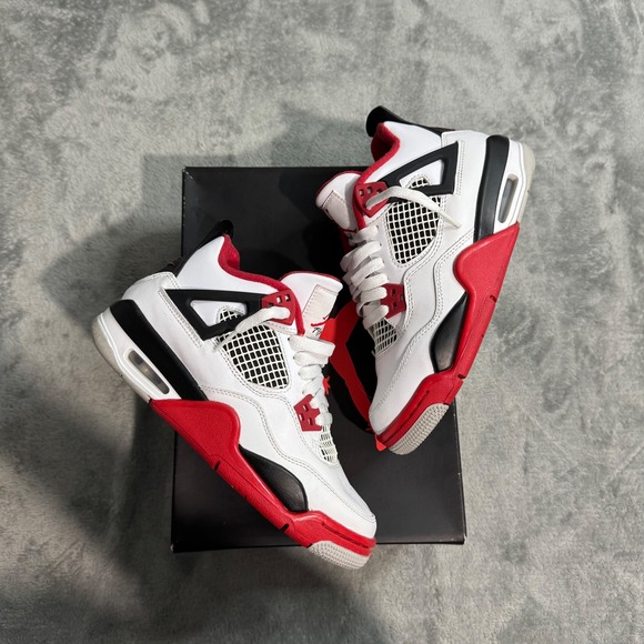 Jordan Other - Air Jordan 4 Retro GS Fire Red White Black 408452-160 Size 4.5Y Womens 6 OG BOX